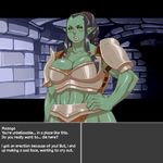  big_breasts breasts cleavage clothed clothing female humanoid looking_at_viewer nezumi orc text the_elder_scrolls video_games 