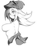  bad_id bad_pixiv_id breasts closed_mouth dark_magician_girl duel_monster from_side green_eyes greyscale hair_between_eyes helmet large_breasts long_hair metata monochrome open_clothes serious solo undressing upper_body yuu-gi-ou yuu-gi-ou_duel_monsters 