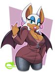  2016 alpha_channel anthro bat big_breasts breasts cleavage clothed clothing female hi_res mammal omegasunburst rouge_the_bat solo sonic_(series) tight_clothing 