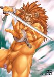  anthro balls bomb_(artist) feline leo_(red_earth) lion male mammal muscular penis red_earth solo 