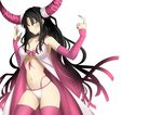  armpits bangs bare_shoulders black_hair blush bow bowtie breasts cleavage commentary_request cowboy_shot detached_sleeves dress facial_mark fate/extra fate/extra_ccc fate_(series) fingernails forehead_mark gradient_hair groin highleg highleg_panties highres horns leeloo_dallas long_fingernails long_hair looking_at_viewer medium_breasts multicolored_hair nail_polish navel open_clothes open_dress panties parted_bangs pink_bow pink_hair pink_legwear pink_neckwear red_nails revealing_clothes sesshouin_kiara sharp_fingernails sidelocks smile solo tattoo thighhighs underboob underwear veil very_long_hair white_background white_dress white_panties yellow_eyes 