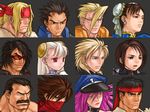  5girls 6+boys alex_(street_fighter) blonde_hair blue_eyes capcom capcom_fighting_allstars choker chun-li company_connection concept_art crossover d_d face face_mask facial_hair final_fight hairpods hat headband ichimonji_batsu ingrid justice_gakuen kazama_akira kita_senri mask mike_haggar multiple_boys multiple_girls mustache official_art peaked_cap pink_hair poison_(final_fight) red_eyes rook ryuu_(street_fighter) scar street_fighter strider_(video_game) strider_hiryuu sunglasses white_hair 