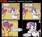  2012 comic dialogue english_text equine feathered_wings feathers female feral friendship_is_magic fur hair horn inside mammal multicolored_hair my_little_pony orange_feathers orange_fur pegasus purple_hair scootaloo_(mlp) sweetie_belle_(mlp) text unicorn white_fur wings zsparkonequus 