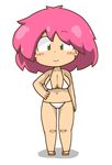  bikini blush blush_stickers breasts cleavage earrings final_fantasy final_fantasy_v green_eyes highres jewelry kuto_tubuyaki large_breasts lenna_charlotte_tycoon looking_at_viewer midriff navel open_mouth pink_hair short_hair smile solo swimsuit white_bikini 
