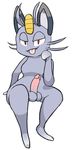  &lt;3 2016 alolan_meowth anthro balls cat cute erection feline humanoid_penis kittykero male mammal nintendo nude penis pok&eacute;mon regional_variant simple_background smile solo tongue video_games 