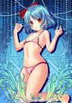  :&lt; absurdres alternate_costume bikini blue_hair bow closed_mouth hair_bow highres micro_bikini navel red_eyes remilia_scarlet solo swimsuit touhou uemura_shun v-shaped_eyebrows 