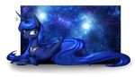  alphaaquilae amulet blue_eyes blue_hair detailed_background equine eyelashes feathered_wings feathers female feral friendship_is_magic hair hooves horn lying mammal my_little_pony nude princess_luna_(mlp) solo winged_unicorn wings 