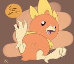  absurd_res animal_genitalia avian cloaca dialogue doublepopsicle female feral front_view hi_res inviting looking_at_viewer lying nintendo on_back pok&eacute;mon presenting presenting_pussy pussy pussy_juice simple_background solo spread_legs spreading talking_to_viewer talons torchic video_games 