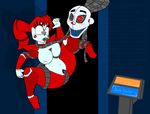  2016 animatronic areola baby_(fnafsl) big_breasts blush breasts butt button_(disambiguation) clothed clothing dialogue digital_media_(artwork) english_text ennard_(fnafsl) exposed_breasts female five_nights_at_freddy&#039;s hair happy happy_sex hi_res huge_breasts humanoid machine nipples not_furry open_mouth oral penetration pussy robot sex simple_background sister_location spread_legs spreading tentacles text theicedwolf thick_thighs titfuck vaginal vaginal_penetration video_games 
