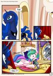  ? blue_eyes blue_hair comic cutie_mark english_text equine feathered_wings feathers female feral friendship_is_magic hair horn inside lying mammal multicolored_hair my_little_pony mysticalpha pink_eyes princess_celestia_(mlp) princess_luna_(mlp) standing text white_feathers winged_unicorn wings 