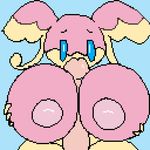  animated audino big_breasts blink breasts cyan_background disembodied_penis duo female huge_breasts invalid_tag male male/female nintendo pcred566 penis pok&eacute;mon sex solo_focus titfuck video_games 