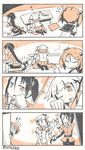  3girls 4koma :p black_legwear blush comic drooling full-face_blush hair_bobbles hair_flaps hair_ornament hair_ribbon heart holding_hands kantai_collection long_hair long_sleeves multiple_girls nachi_(kantai_collection) one_eye_closed open_mouth peeking_out pleated_skirt pointing_finger ponytail puffy_long_sleeves puffy_sleeves remodel_(kantai_collection) ribbon sazanami_(kantai_collection) school_uniform serafuku short_hair shuuzen_(shu-zen) side_ponytail silent_comic sitting skirt smile table tongue tongue_out twintails twitter_username very_long_hair yura_(kantai_collection) yuri zzz 