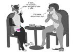  2016 anthro balls canine chastity clothed clothing crocodile crocodilian crossdressing dr_zombie girly hair leggings legwear lingerie long_hair male mammal orgasm_denial panties penis ponytail precum reptile russie scalie simple_background socks text tuton underwear wolf 