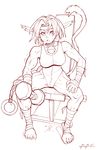  1girl aisha_clanclan bandage bbc-chan female muscle outlaw_star solo sweat tail 
