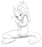  &lt;3 2019 anthro anus black_and_white female flat_chested forked_tongue full-length_portrait horn kobold long_tongue monochrome nude portrait presenting presenting_pussy pussy reptile scalie simple_background sketch solo spread_legs spreading tailwag tongue tongue_out w4g4 white_background 