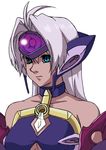  android blue_eyes breasts cyborg dark_skin ground_vehicle long_hair motor_vehicle silver_hair solo t-elos toshipon upper_body xenosaga xenosaga_episode_iii 