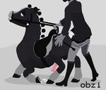  anal anal_penetration animal_genitalia balls bdsm bestiality bondage bound clothed clothing equine faceless feral horse human jockey kneeling male male/male mammal obzi obzidian penetration penis precum saddle sex suit 