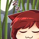  :3 animal_ears bamboo bamboo_forest brown_hair forest imaizumi_kagerou lowres moon nature night sleeping solo touhou wolf_ears wool_(miwol) zzz 