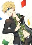  1boy artist_request blonde_hair grin midriff navel smile solo sunglasses to_aru_majutsu_no_index tsuchimikado_motoharu 