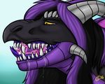  anthro canine dog dragon drooling duo female fur hair hi_res horn husky imminent_vore male mammal may825 mouth_shot nude open_mouth pink_fur purple_hair saliva sharp_teeth teeth tongue vore yellow_eyes 