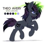  black_hair cutie_mark equine fan_character female feral fur grey_fur hair hioshiru hooves horn magic mammal model_sheet my_little_pony pale_eyes purple_hair simple_background solo theo_avery unicorn white_background 