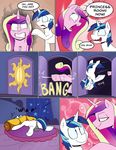  2016 anus balls comic dialogue door duo english_text equine female feral friendship_is_magic fur hair horn inside male mammal multicolored_hair my_little_pony palace pink_fur princess_cadance_(mlp) rug shining_armor_(mlp) strangerdanger text unicorn white_fur winged_unicorn wings 