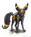  2016 ambiguous_gender black_body black_eyes black_fur chest_tuft eeveelution feral fluffy front_view fur kenket licking licking_lips looking_at_viewer nintendo painting_(artwork) paws pok&eacute;mon red_sclera simple_background solo stripes tongue tongue_out traditional_media_(artwork) tuft umbreon video_games white_background yellow_fur yellow_stripes 