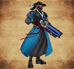  alternate_costume gun korean_clothes korean_traditional_hat lanveril long_hair male_focus mask overwatch soldier:_76_(overwatch) solo visor weapon 