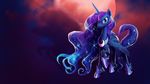  armor blue_eyes blue_feathers blue_fur blue_hair equine feathered_wings feathers female feral flowing_hair friendship_is_magic fur hair horn long_hair looking_at_viewer makkon mammal moon my_little_pony princess_luna_(mlp) solo standing winged_unicorn wings 