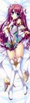  bare_shoulders blue_eyes boots breasts dakimakura feathers full_body highres koihime_musou large_breasts long_hair long_sleeves looking_at_viewer lying non-web_source pink_hair pleated_skirt ribbon ryuubi skirt solo thigh_boots thigh_gap thighhighs very_long_hair white_footwear white_legwear 