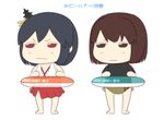  :| adapted_costume bangs bare_shoulders bikini_bottom bikini_top black_hair brown_eyes brown_hair check_translation chibi closed_mouth commentary_request d: hair_ornament hands_on_hips hyuuga_(kantai_collection) innertube jitome kantai_collection multiple_girls neko_majin open_mouth red_eyes shirt short_hair short_sleeves swimsuit tight_shirt translated translation_request v-shaped_eyebrows yamashiro_(kantai_collection) 