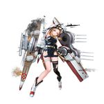  arm_over_head black_legwear blonde_hair blue_eyes boots bra bra_slip breasts cannon explosion fire full_body gloves gneisenau_(zhan_jian_shao_nyu) large_breasts machinery military military_uniform official_art rail_(silverbow) rigging rodney_(battleship) rudder_shoes scabbard scharnhorst_(zhan_jian_shao_nyu) sheath sheathed shirt silhouette single_thighhigh smoke solo sword thigh_strap thighhighs thought_bubble torn_clothes torn_legwear torn_shirt transparent_background turret underwear uniform weapon white_bra zhan_jian_shao_nyu 