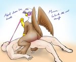  anon arched_back arching_back avian bdsm blush collar cowgirl_(disambiguation) cowgirl_position cum cum_in_pussy cum_inside dialogue domination dripping english_text friendship_is_magic gilda(mlp) gilda_(mlp) gryphon human leash mammal mrponeswildride my_little_pony on_top orgasm pulling_leash riding sex text wings 
