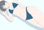  arm_behind_back bikini black_eyes black_hair breasts gake_no_ue_no_ponyo jas lisa_(ponyo) looking_at_viewer lying md5_mismatch medium_breasts navel on_side short_hair smile solo swimsuit 