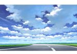  blue_sky cloud cloudy_sky commentary_request day grass hariken horizon no_humans ocean original outdoors road scenery sky 