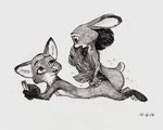  2016 ambiguous_penetration anthro black_nose breasts canine countershading crossgender disney duo ear_markings ears_up eyebrows facial_markings female fluffy fluffy_tail fox from_behind_position fur gloves_(marking) greyscale judy_hopps lagomorph long_ears male male/female mammal markings monochrome multicolored_tail nick_wilde nipples nude pen_(artwork) pencil_(artwork) penetration rabbit red_fox sex shaded simple_background small_breasts steve_gallacci tail_grab traditional_media_(artwork) two_tone_tail white_background zootopia 