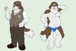  alcohol anthro barefoot beverage blush briefs bulge canine cerb0980 clothing dog dress_shirt eyewear flat_colors formal front_view glasses headgear male mammal multiple_images pants rubbing_head shirt simple_background slightly_chubby solo standing underwear vest weber 