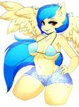  2015 anthro ayloulou blue_hair bra breasts cleavage clothed clothing equine fan_character female hair hand_on_hip mammal my_little_pony pegasus pose shorts silvia_windmane solo underwear wide_hips wings 