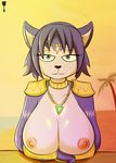  2016 anthro big_breasts breasts bzeh canine female fox green_eyes jewelry krystal looking_at_viewer mammal necklace nintendo nipples smile solo star_fox video_games 