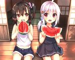  2girls cropped food fruit loli original watermelon zero_(miraichizu) 