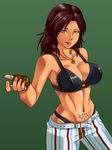  1girl blue_eyes breasts brown_hair cleavage heart heart_tattoo katarina_alves large_breasts long_hair midriff navel necklace pubic_tattoo tattoo tekken tekken_7 