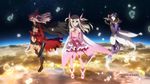  16:9_aspect_ratio 3girls chloe_von_einzbern dark_skin end_cards fate/kaleid_liner_prisma_illya fate/kaleid_liner_prisma_☆_illya_-_end_cards fate_(series) female high_resolution illyasviel_von_einzbern long_hair magical_girl miyu_edelfelt multiple_girls official_art prisma_illya sawairi_yuuki trio 