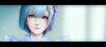  blue_eyes blue_hair hair_ornament huykho192 letterboxed looking_at_viewer maid md5_mismatch re:zero_kara_hajimeru_isekai_seikatsu rem_(re:zero) solo tears x_hair_ornament 