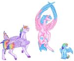  blue_feathers cutie_mark dawn22eagle equine eye_contact eyelashes family feathered_wings feathers female feral firefly_(pre-g4) flying friendship_is_magic fur group hair hooves male mammal multicolored_feathers multicolored_hair my_little_pony pegasus pink_eyes pink_feathers pink_fur purple_feathers purple_fur rainbow_blaze_(mlp) rainbow_dash_(mlp) rainbow_feathers rainbow_hair simple_background smile standing traditional_media_(artwork) white_background wings yellow_eyes young 