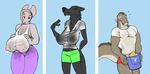  anthro big_breasts breasts canine chameli clothing crocodile crocodilian female huge_breasts janny mammal mouse nipples pepper_(ritts) reptile ritts rodent scalie shirt t-shirt wet wolf 