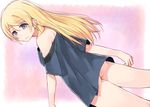  alternate_hairstyle ass ayase_eli bad_id bad_pixiv_id bare_shoulders blonde_hair blue_eyes blush bottomless grey_shirt long_hair looking_at_viewer love_live! love_live!_school_idol_project nyoijizai off_shoulder oversized_clothes oversized_shirt shirt smile solo 