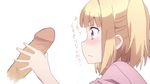  1boy 1girl blonde_hair blush handjob iijima_yun new_game! penis red_eyes translation_request 