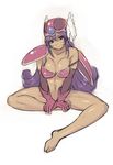  armor bikini_armor breasts cleavage dragon_quest dragon_quest_iii helmet large_breasts long_hair mahito purple_hair soldier_(dq3) solo winged_helmet 