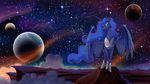  2016 blue_theme equine female friendship_is_magic horn mammal my_little_pony planet princess_luna_(mlp) solo space star stepandy winged_unicorn wings 
