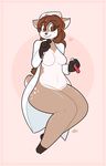  &lt;3 2016 4_fingers anthro black_nose blush breasts brown_eyes brown_hair cervine cute deer doe_(alfa995) eyelashes eyewear featureless_breasts female fur goggles hair holding_object kilinah long_hair looking_at_viewer mammal pink_background signature simple_background smile solo tan_fur white_fur 